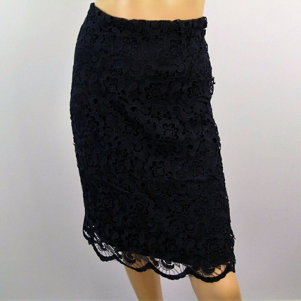 NUE OPTIONS Black Floral Battenberg Lace Skirt